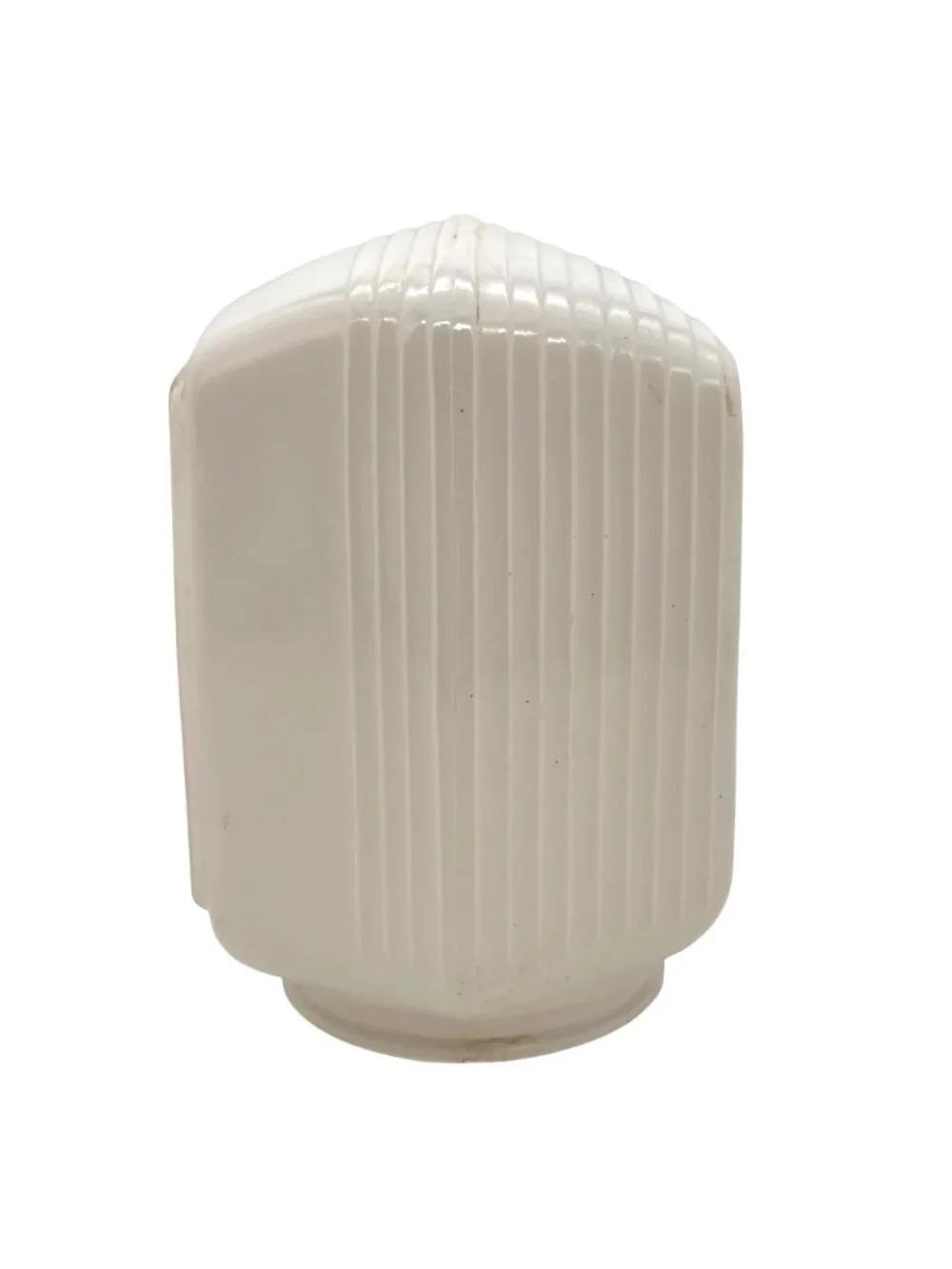 Vintage Milk Glass Art Deco Light Fixture Shade With Clear Geometric Panel 6" - Picture 6 of 13